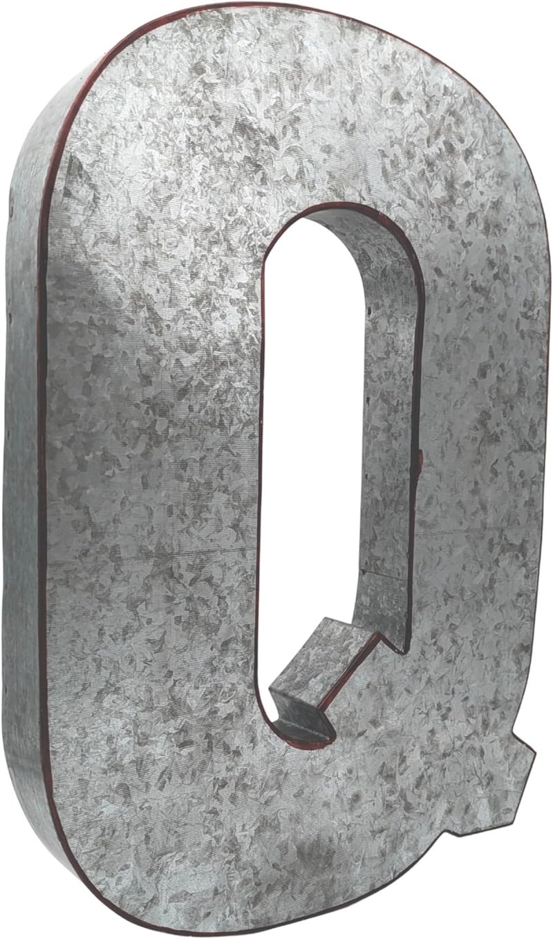Science Purchase 20" Metal Letter Q Wall Decor, Silver with Rusted Edges, Galvanized Wall Mountable Decoration for Country, Mid-Century, or Farmhouse Themed Room or Event - Image 1